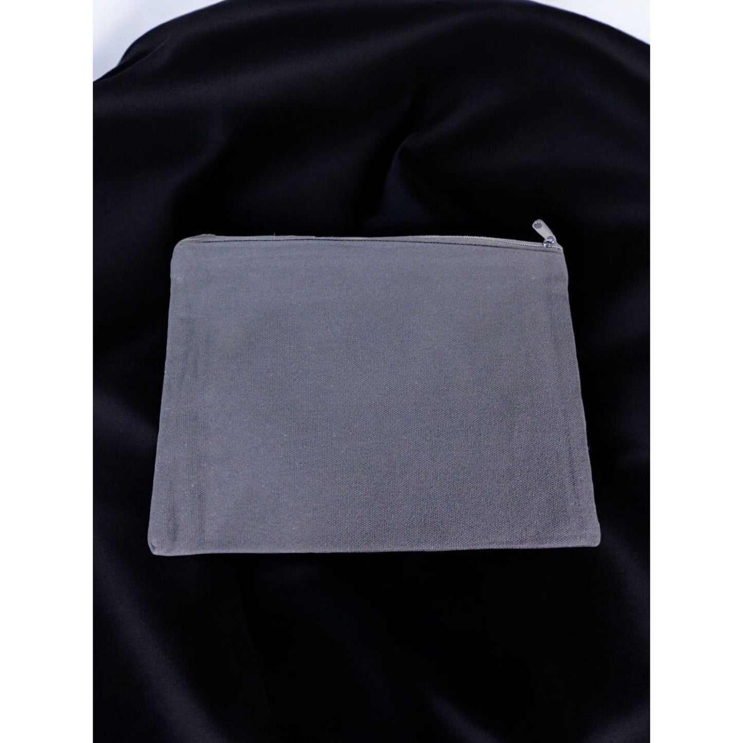 Mystic Canvas Zipper Pouch With Gold Celestial Design 9"x 7"