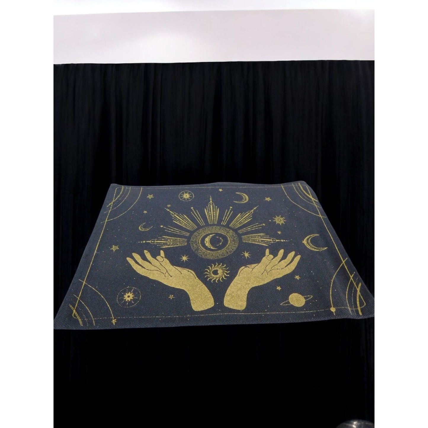 Mystic Canvas Zipper Pouch With Gold Celestial Design 9"x 7"