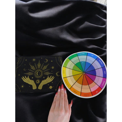 Mystic Canvas Zipper Pouch With Gold Celestial Design 9"x 7"
