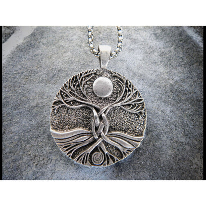 Celtic Tree of Life Pendant Necklace Moon Symbol Spiritual Amulet