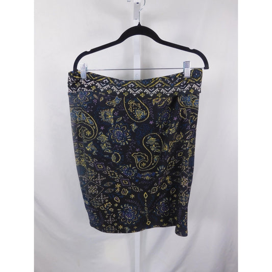 LuLaRoe Cassie XL Black Paisley Floral Stretch Pencil Skirt Boho Witch