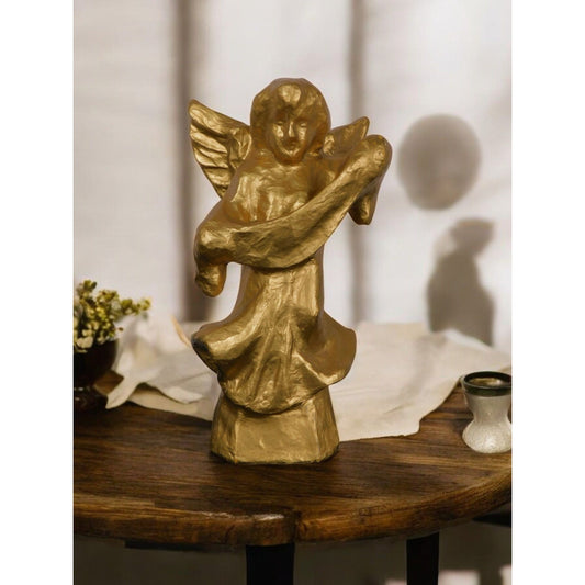 Vintage Gold Paper Mache Banner Angel 12" Holiday Décor Unique