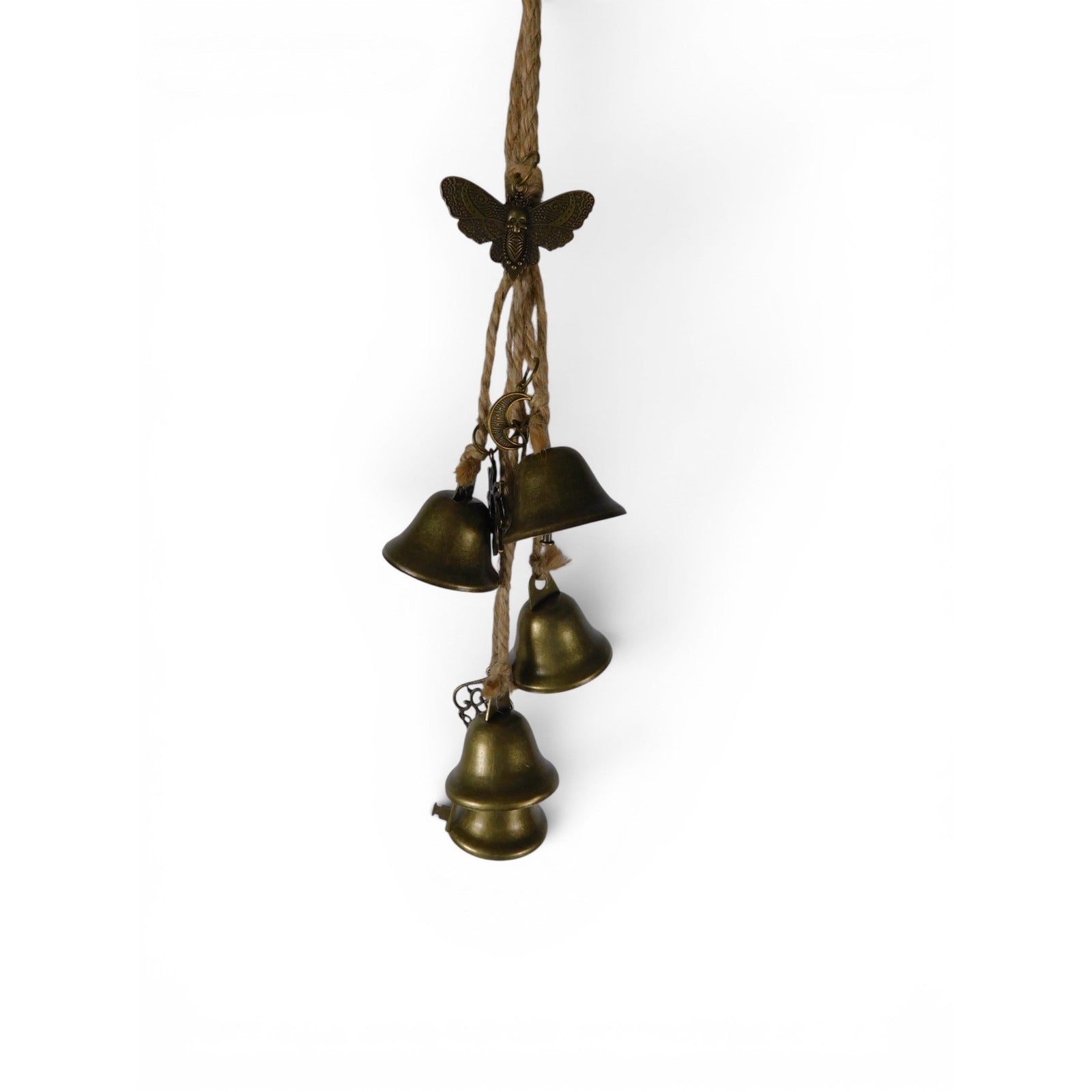 Hanging Brass Door Bells Sun Moon Key Moth Boho Witchy Home Decor