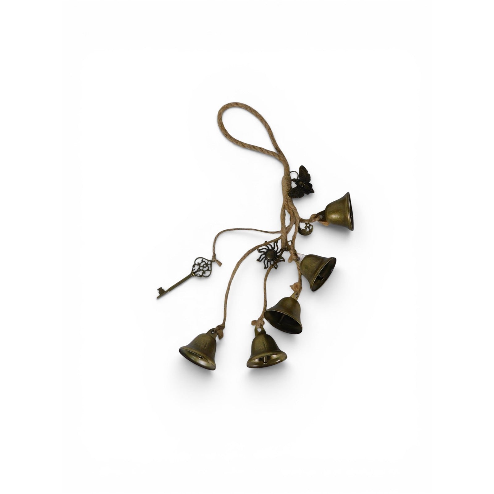 Hanging Brass Door Bells Sun Moon Key Moth Boho Witchy Home Decor