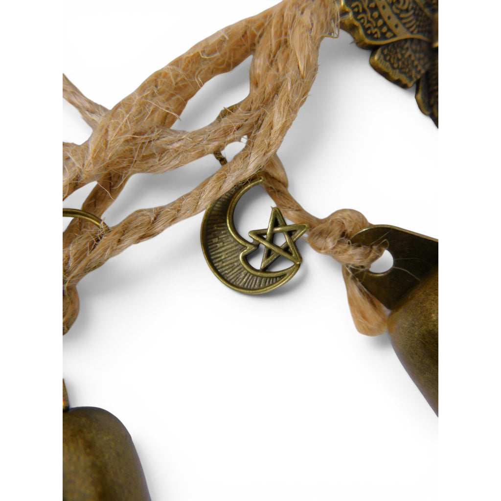 Hanging Brass Door Bells Sun Moon Key Moth Boho Witchy Home Decor