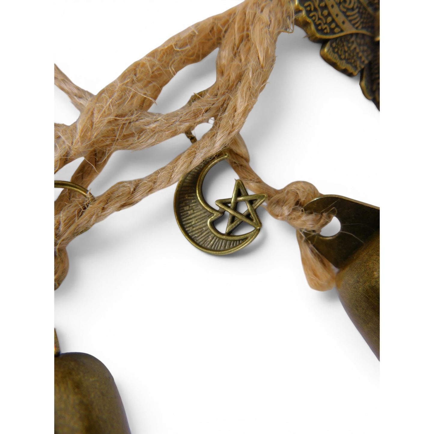 Hanging Brass Door Bells Sun Moon Key Moth Boho Witchy Home Decor