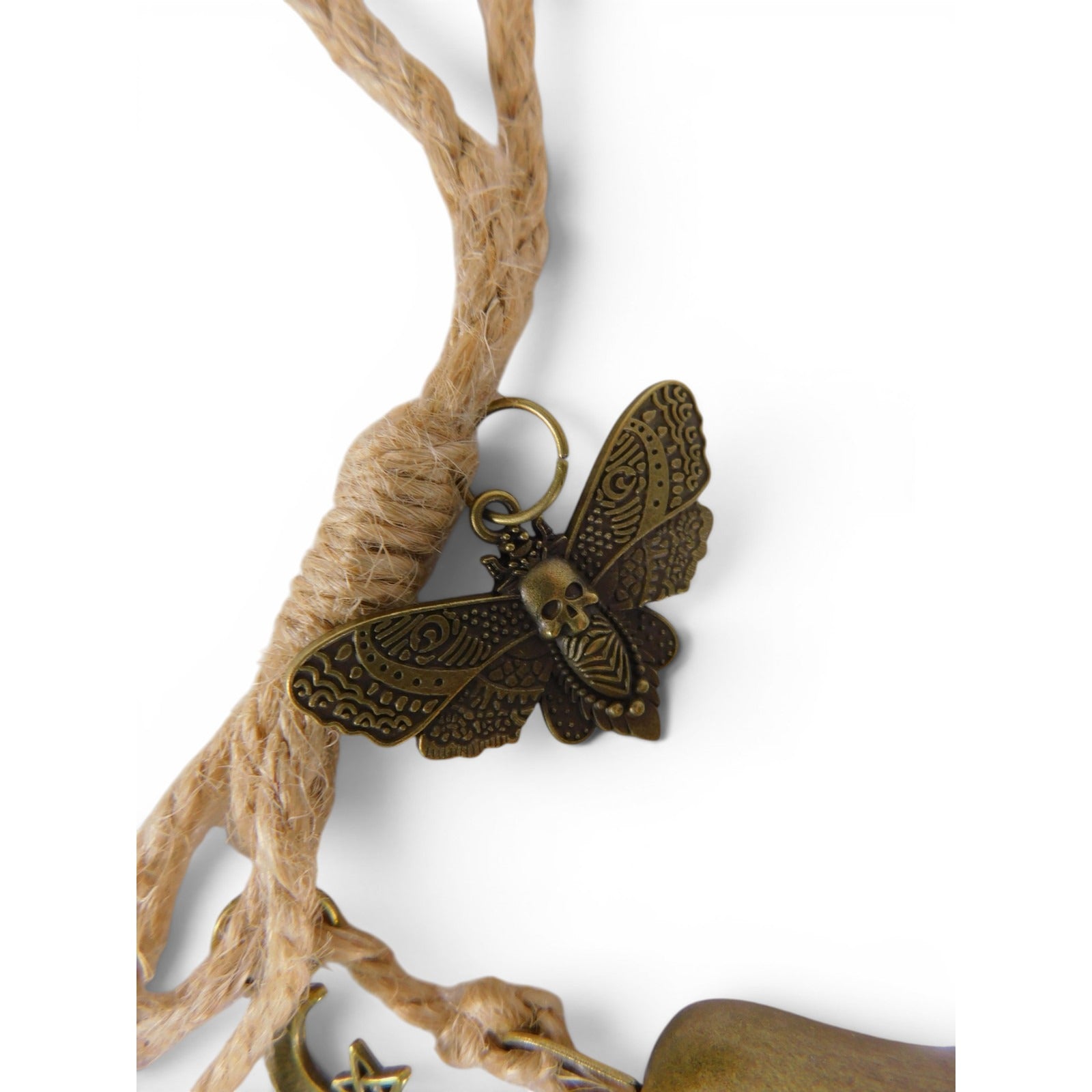 Hanging Brass Door Bells Sun Moon Key Moth Boho Witchy Home Decor