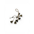 Hanging brass door bells with sun moon key and moth charms on twine
