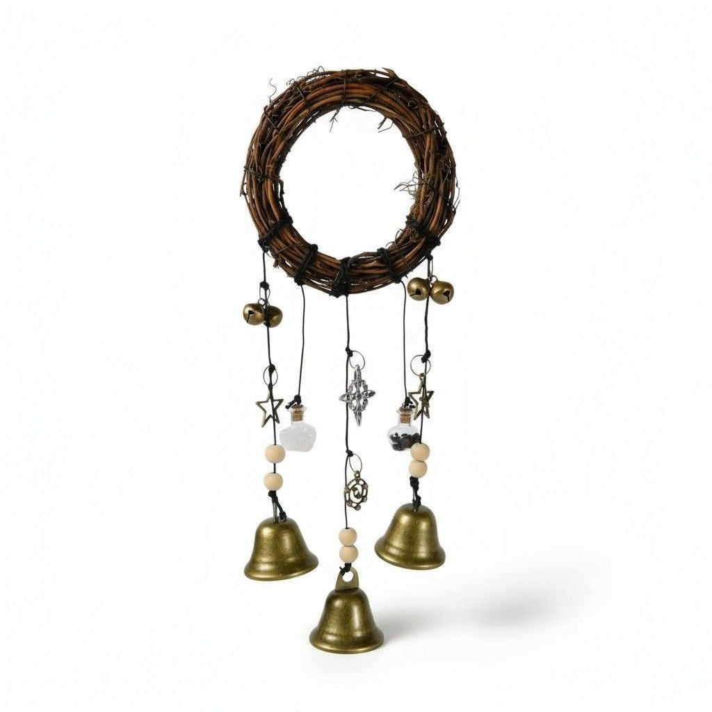 Witch Bells Door Chime 4" Vine Brass Charms - New - Witchcore Folk