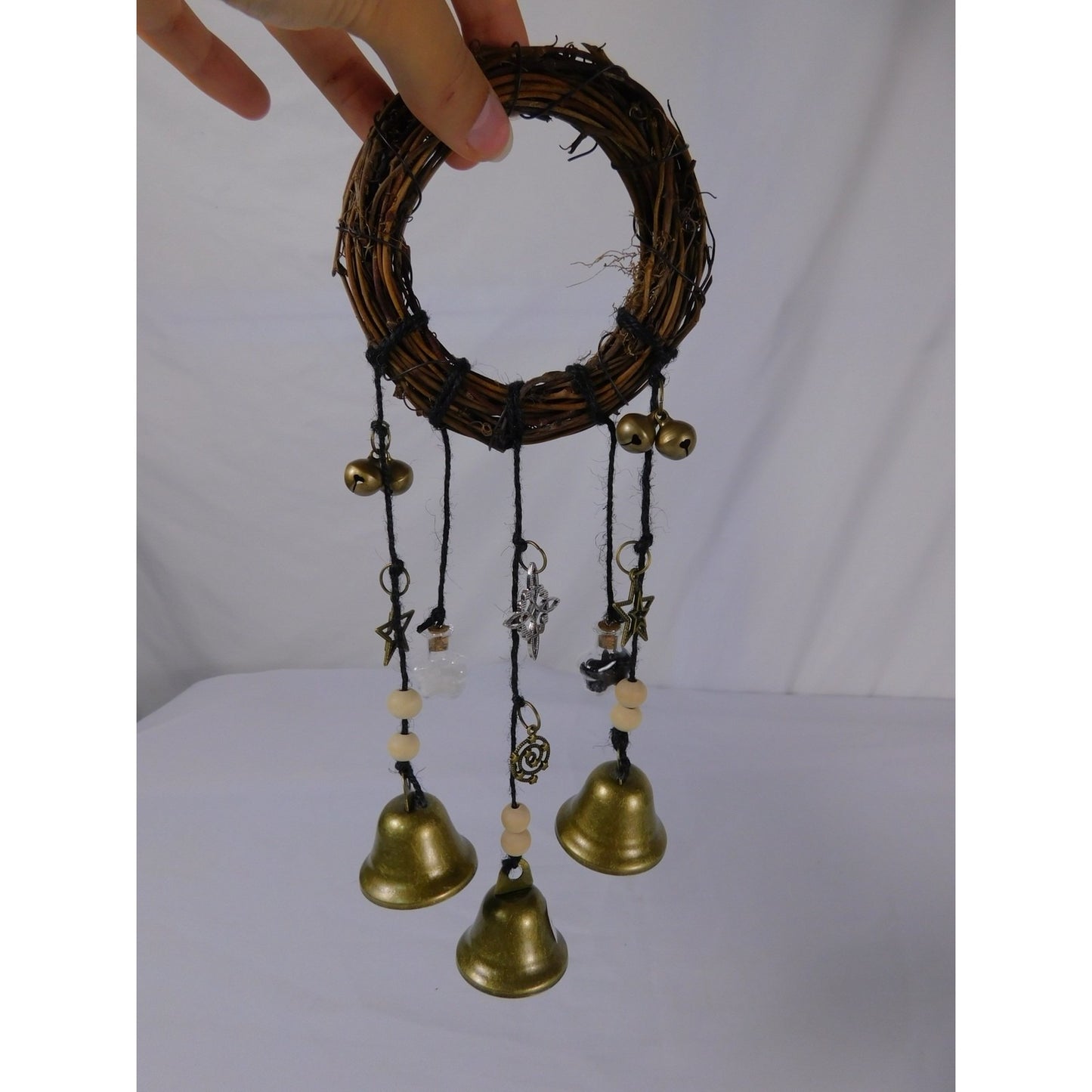 Witch Bells Door Chime 4" Vine Brass Charms - New - Witchcore Folk