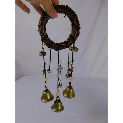 Witch Bells Door Chime 4" Vine Brass Charms - New - Witchcore Folk