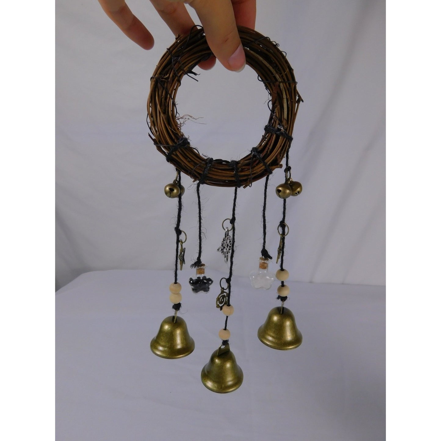 Witch Bells Door Chime 4" Vine Brass Charms - New - Witchcore Folk