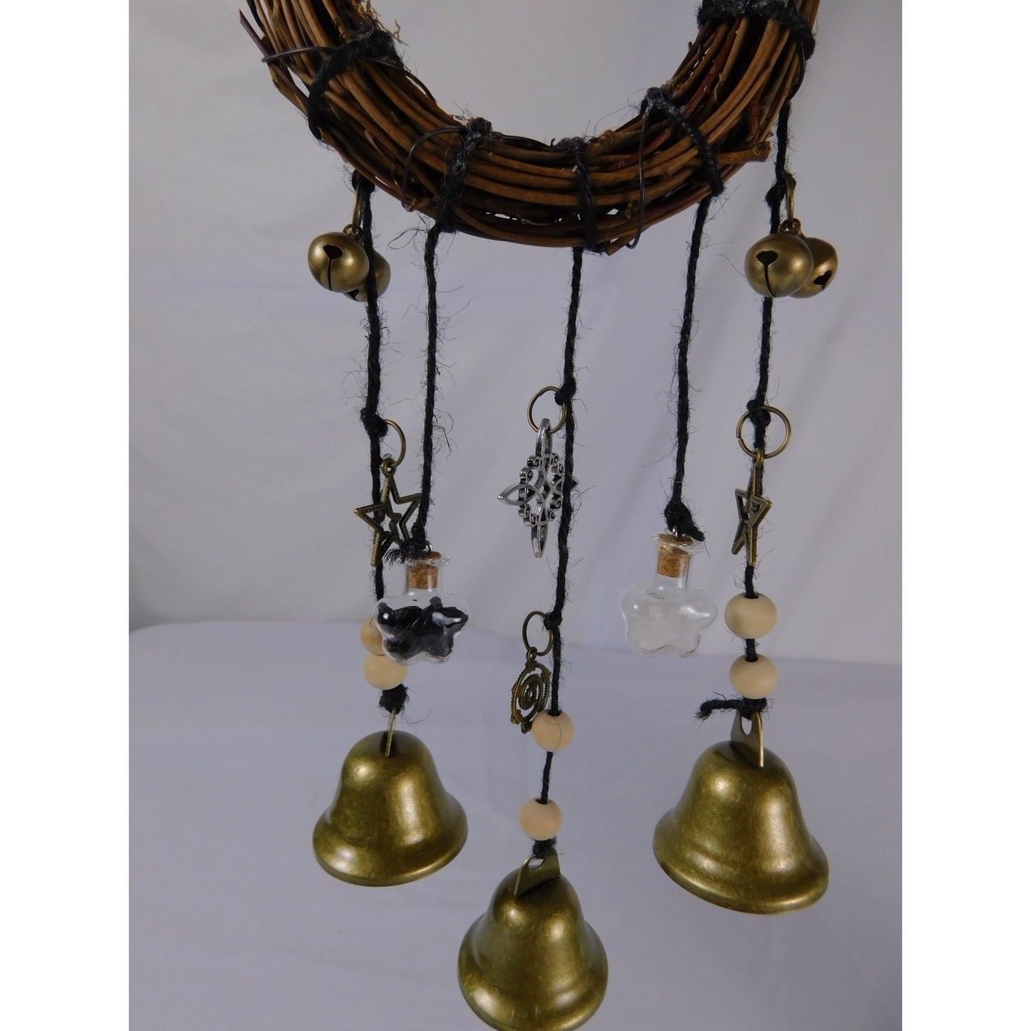 Witch Bells Door Chime 4" Vine Brass Charms - New - Witchcore Folk