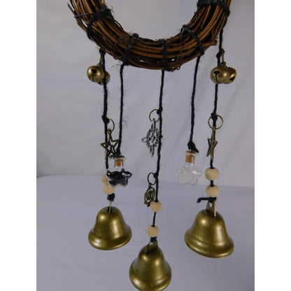 Witch Bells Door Chime 4" Vine Brass Charms - New - Witchcore Folk