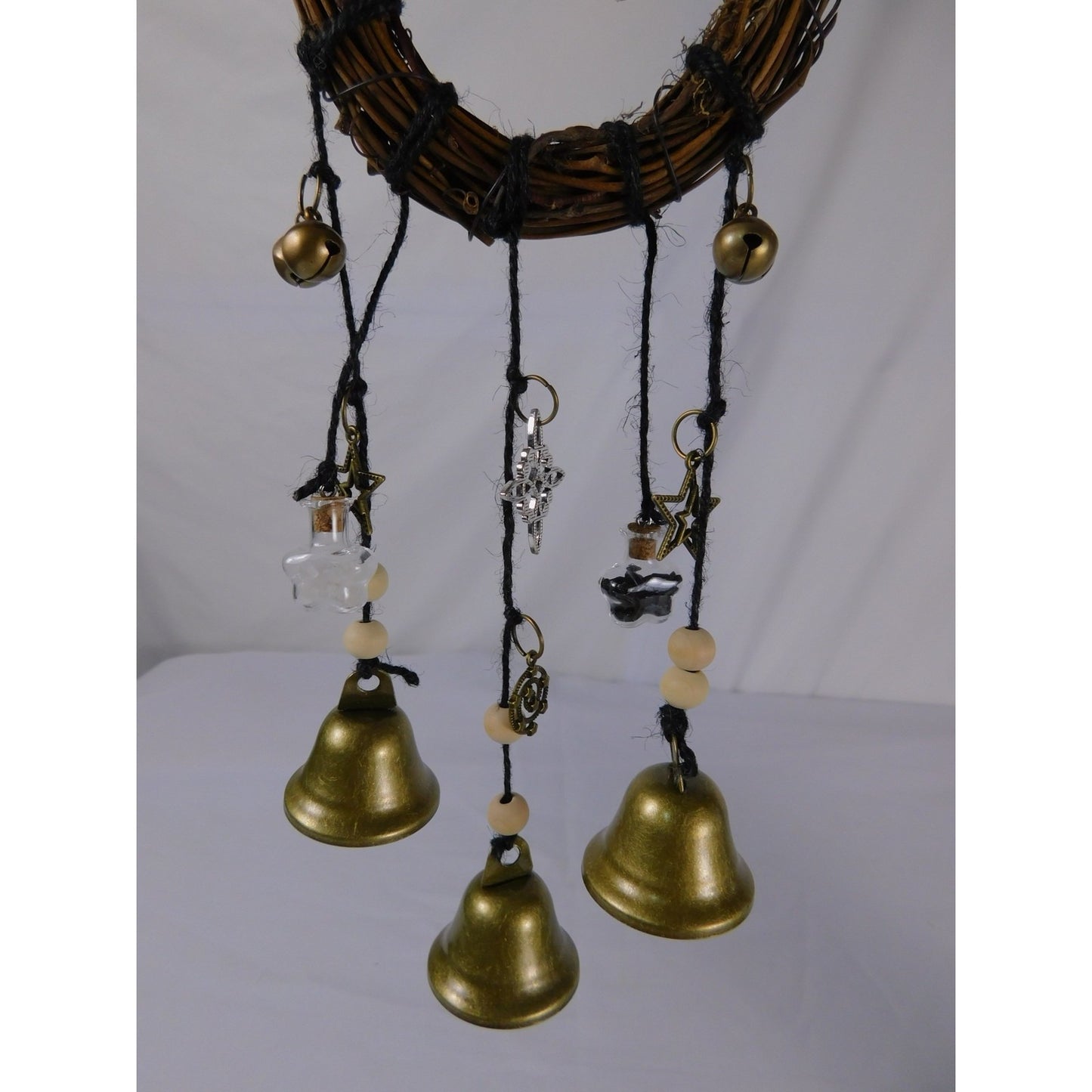 Witch Bells Door Chime 4" Vine Brass Charms - New - Witchcore Folk