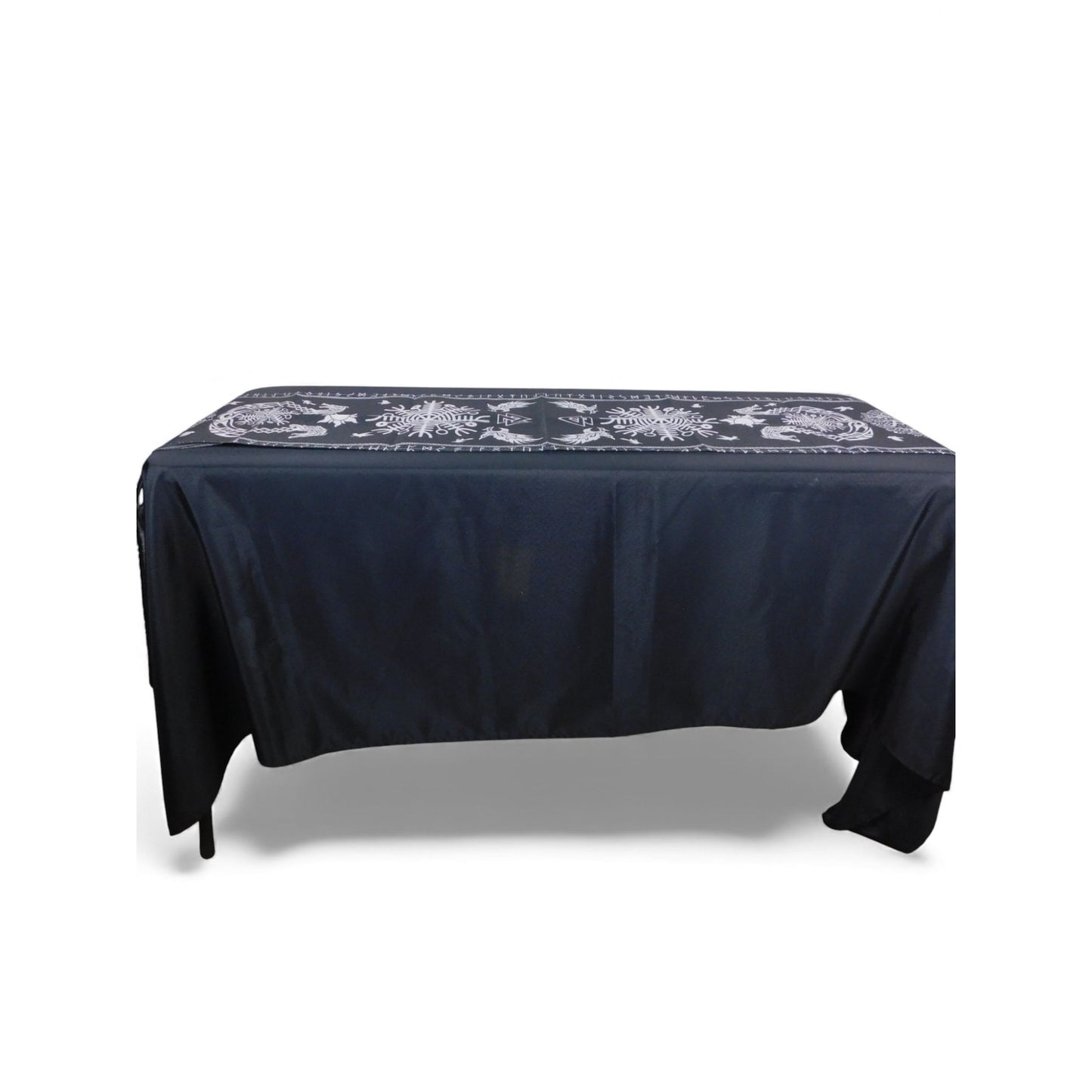 Black Viking Tree Of Life Table Runner 72" - Raven Helm Of Awe Nordic - New