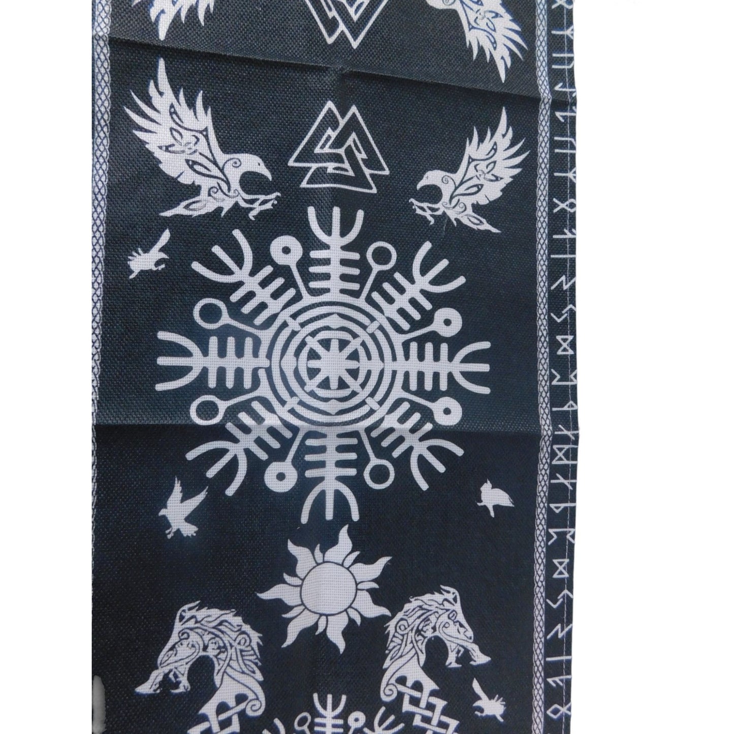 Black Viking Tree Of Life Table Runner 72" - Raven Helm Of Awe Nordic - New