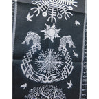 Black Viking Tree Of Life Table Runner 72" - Raven Helm Of Awe Nordic - New