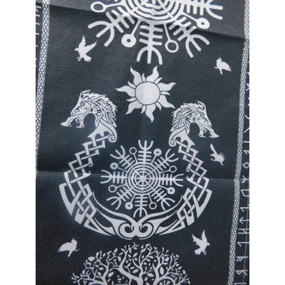 Black Viking Tree Of Life Table Runner 72" - Raven Helm Of Awe Nordic - New