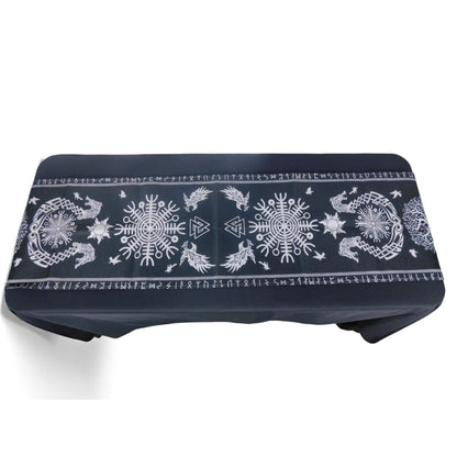 Black Viking Tree Of Life Table Runner 72" - Raven Helm Of Awe Nordic - New