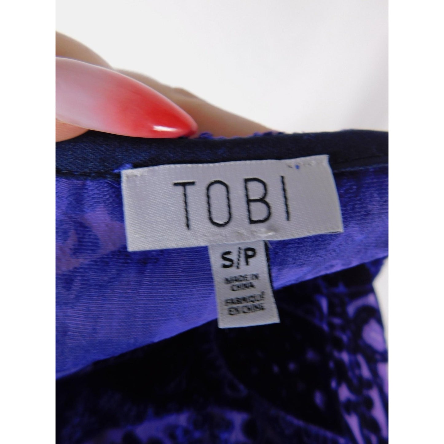 Tobi Dress Womens Small Blue Purple Velvet Burnout Wrap Mini Long Sleeve Cutout