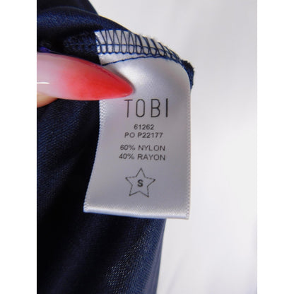 Tobi Dress Womens Small Blue Purple Velvet Burnout Wrap Mini Long Sleeve Cutout