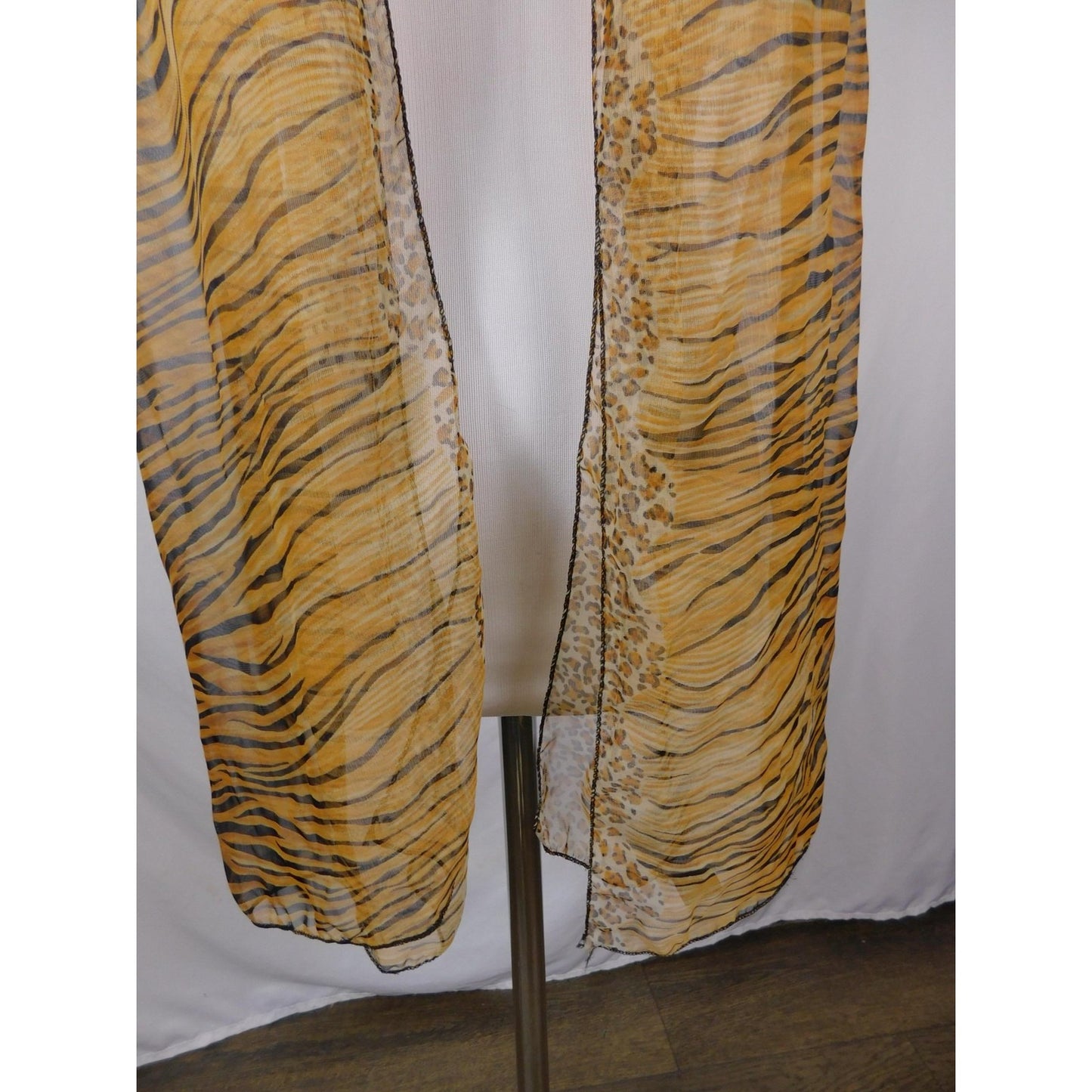 Yellow Black Tiger Leopard Sheer Scarf Boho OS