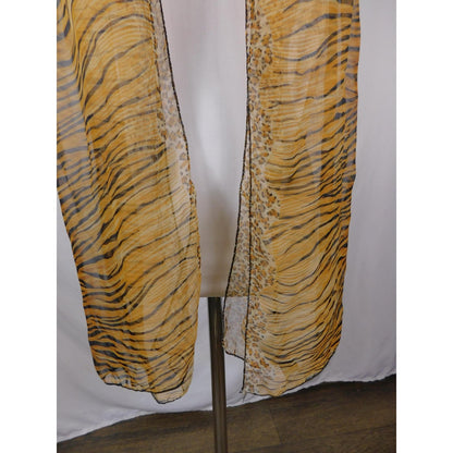 Yellow Black Tiger Leopard Sheer Scarf Boho OS