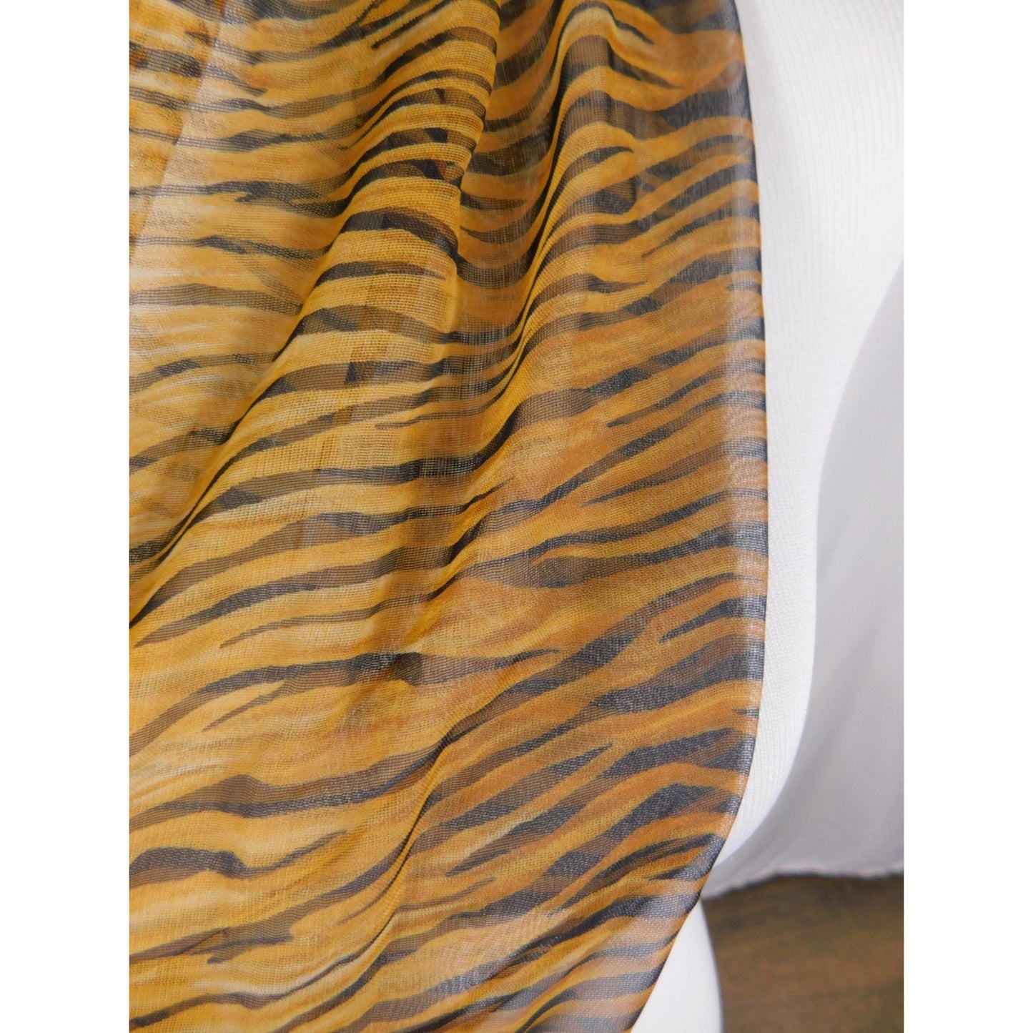 Yellow Black Tiger Leopard Sheer Scarf Boho OS