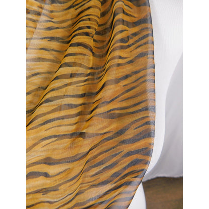 Yellow Black Tiger Leopard Sheer Scarf Boho OS