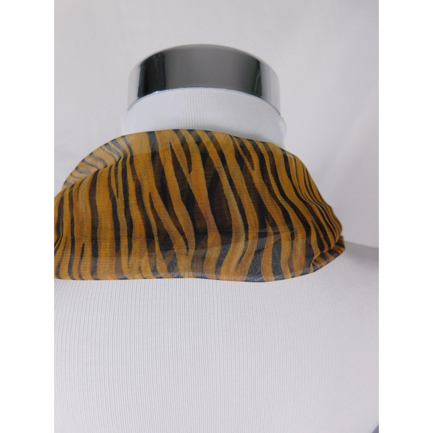 Yellow Black Tiger Leopard Sheer Scarf Boho OS