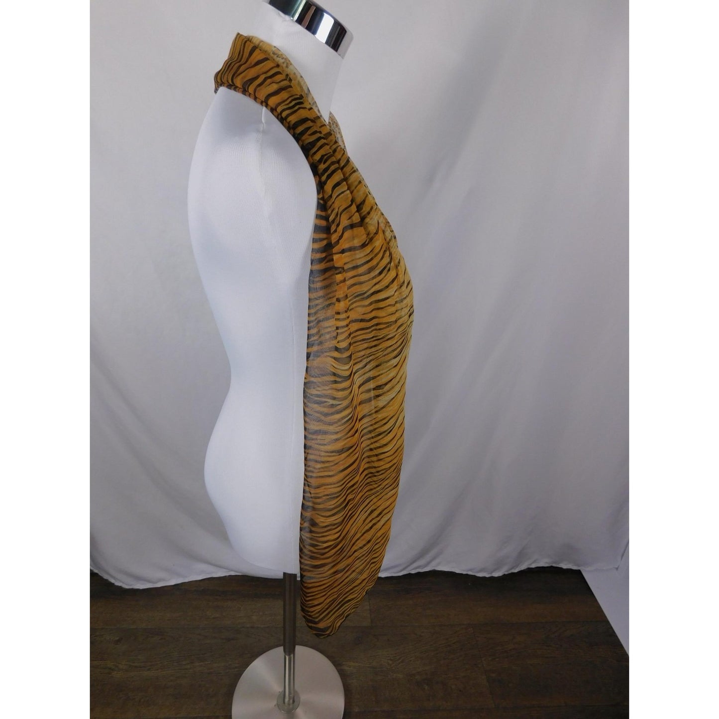 Yellow Black Tiger Leopard Sheer Scarf Boho OS