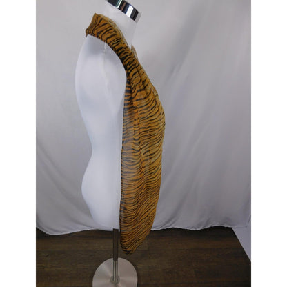 Yellow Black Tiger Leopard Sheer Scarf Boho OS