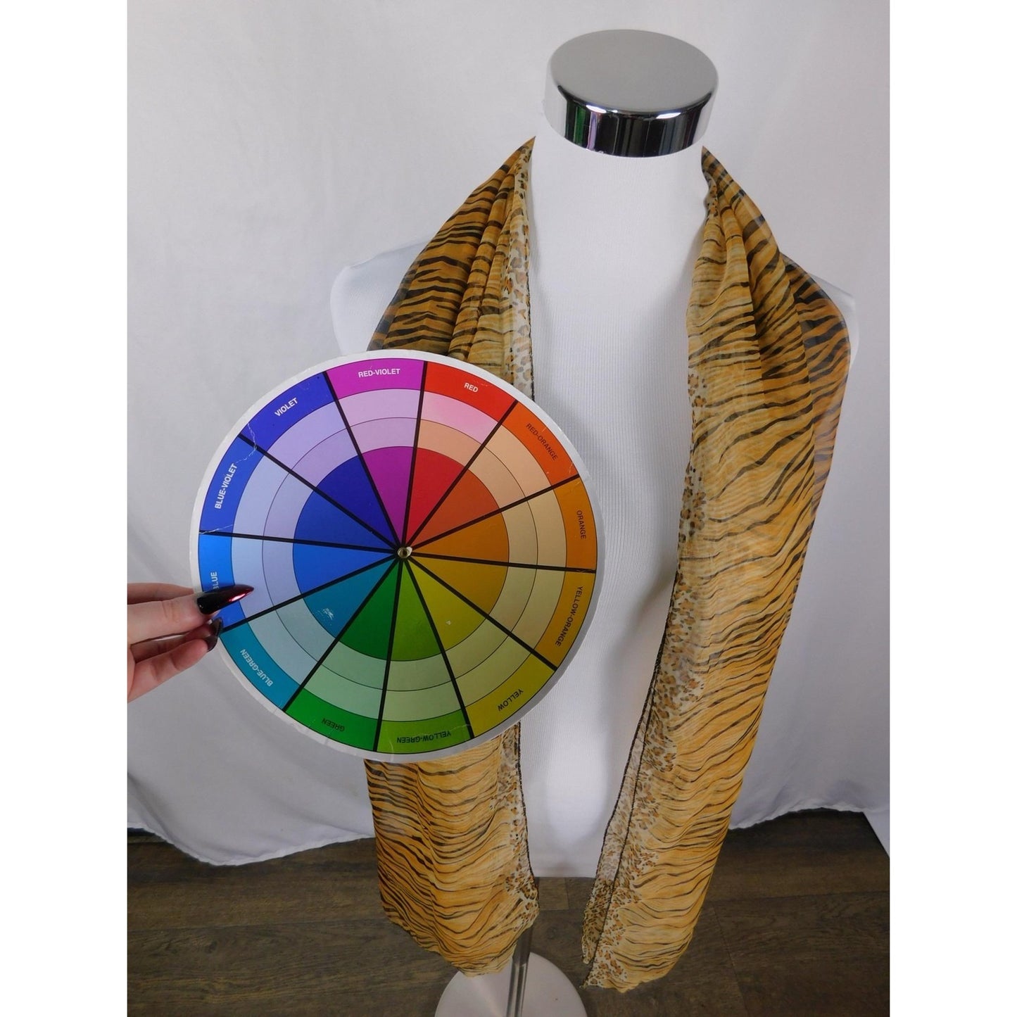 Yellow Black Tiger Leopard Sheer Scarf Boho OS