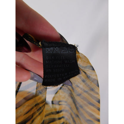 Yellow Black Tiger Leopard Sheer Scarf Boho OS