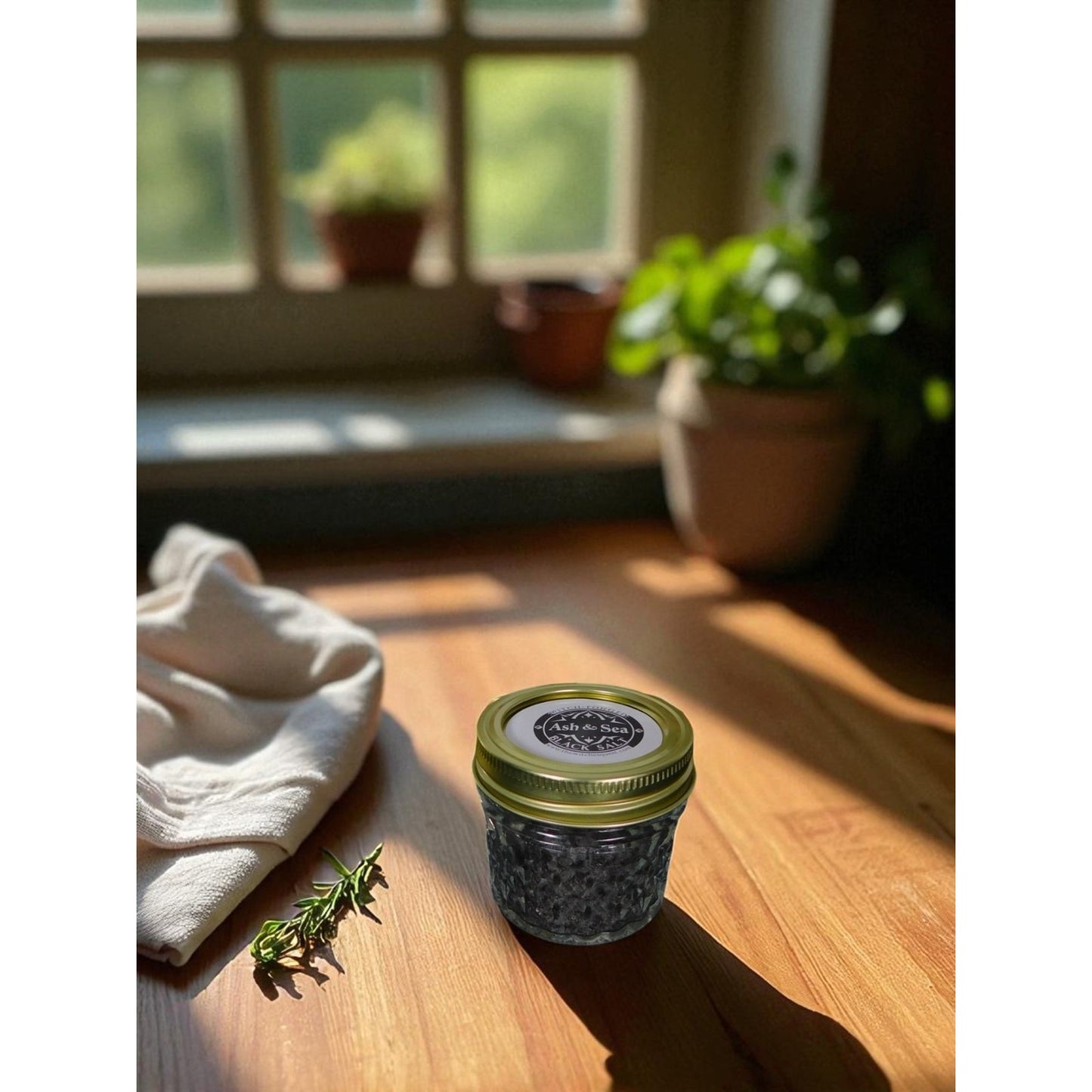 Ash & Sea Witch-Forged Black Salt in Glass Jar Ritual Protection