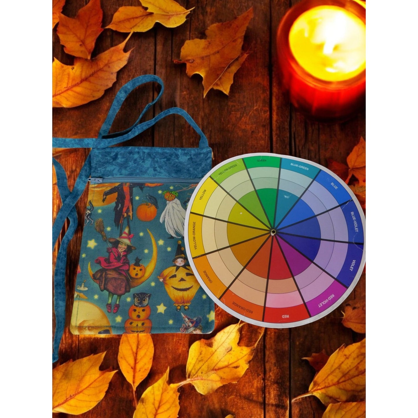 Witchy-Themed Handcrafted Crossbody Bag Zipper Closure Halloween