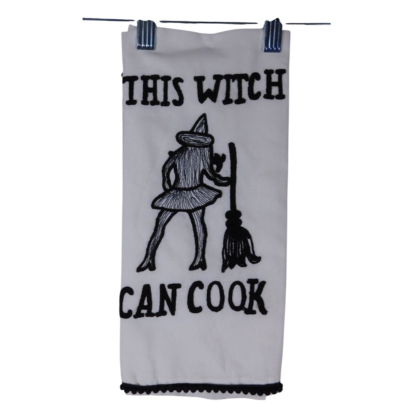 This Witch Can Cook Embroidered Kitchen Towel Set Of 2 Halloween Decor 18x28 Inches