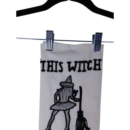 This Witch Can Cook Embroidered Kitchen Towel Set Of 2 Halloween Decor 18x28 Inches