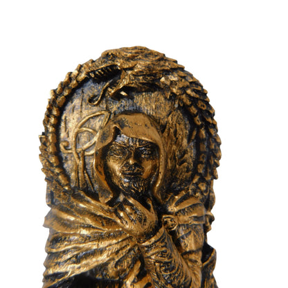 Loki Norse God Statue 8" Golden Bronze - Dragon & Shield - New