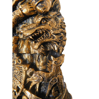 Loki Norse God Statue 8" Golden Bronze - Dragon & Shield - New