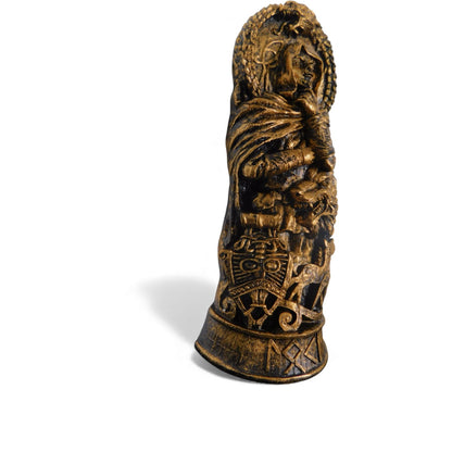 Loki Norse God Statue 8" Golden Bronze - Dragon & Shield - New