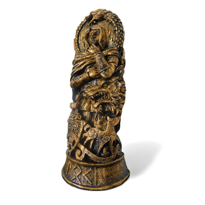 Loki Norse God Statue 8" Golden Bronze - Dragon & Shield - New