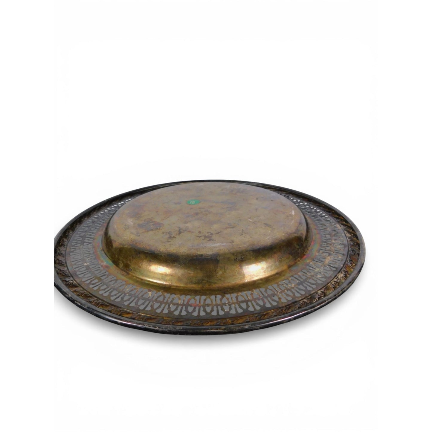 Vintage Silverplate Round Serving Platter Pierced Gallery Rope Edge