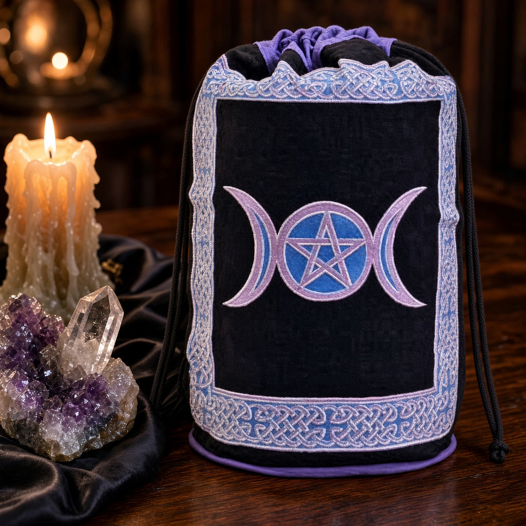 Triple Moon Drawstring Backpack 18" Cotton Cinch Bag