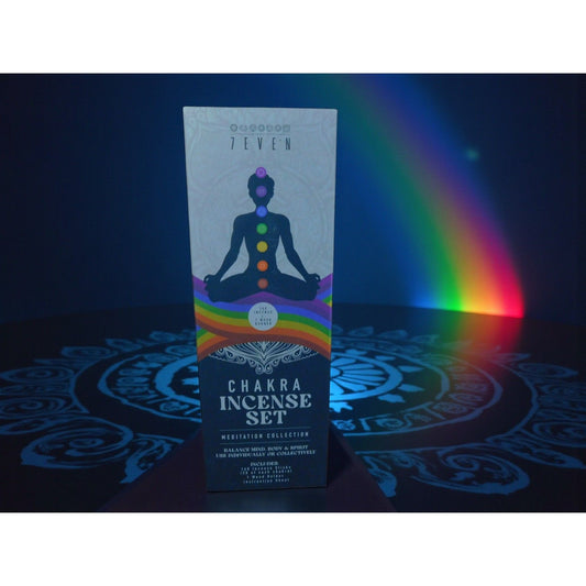 Seven Chakra Incense Set – 140 Sticks with Wood Holder – New