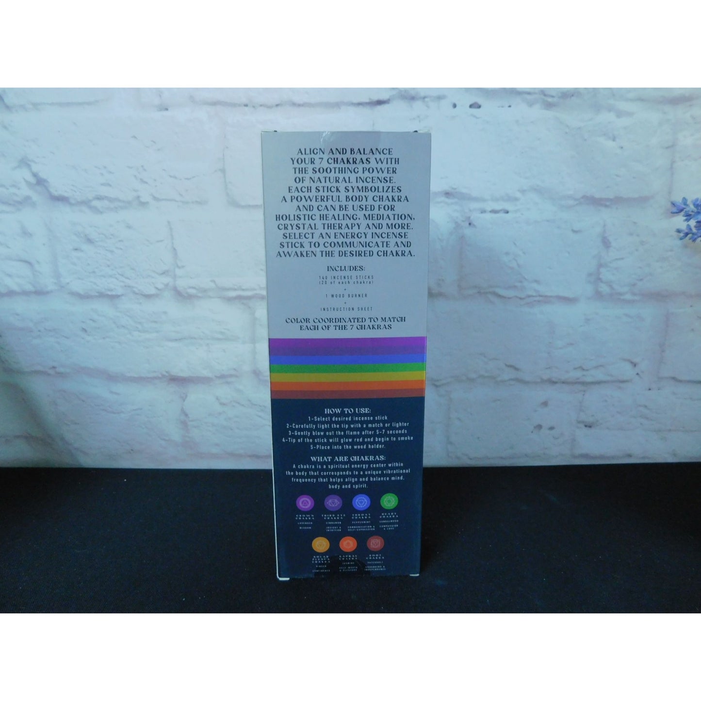 Seven Chakra Incense Set – 140 Sticks with Wood Holder – New