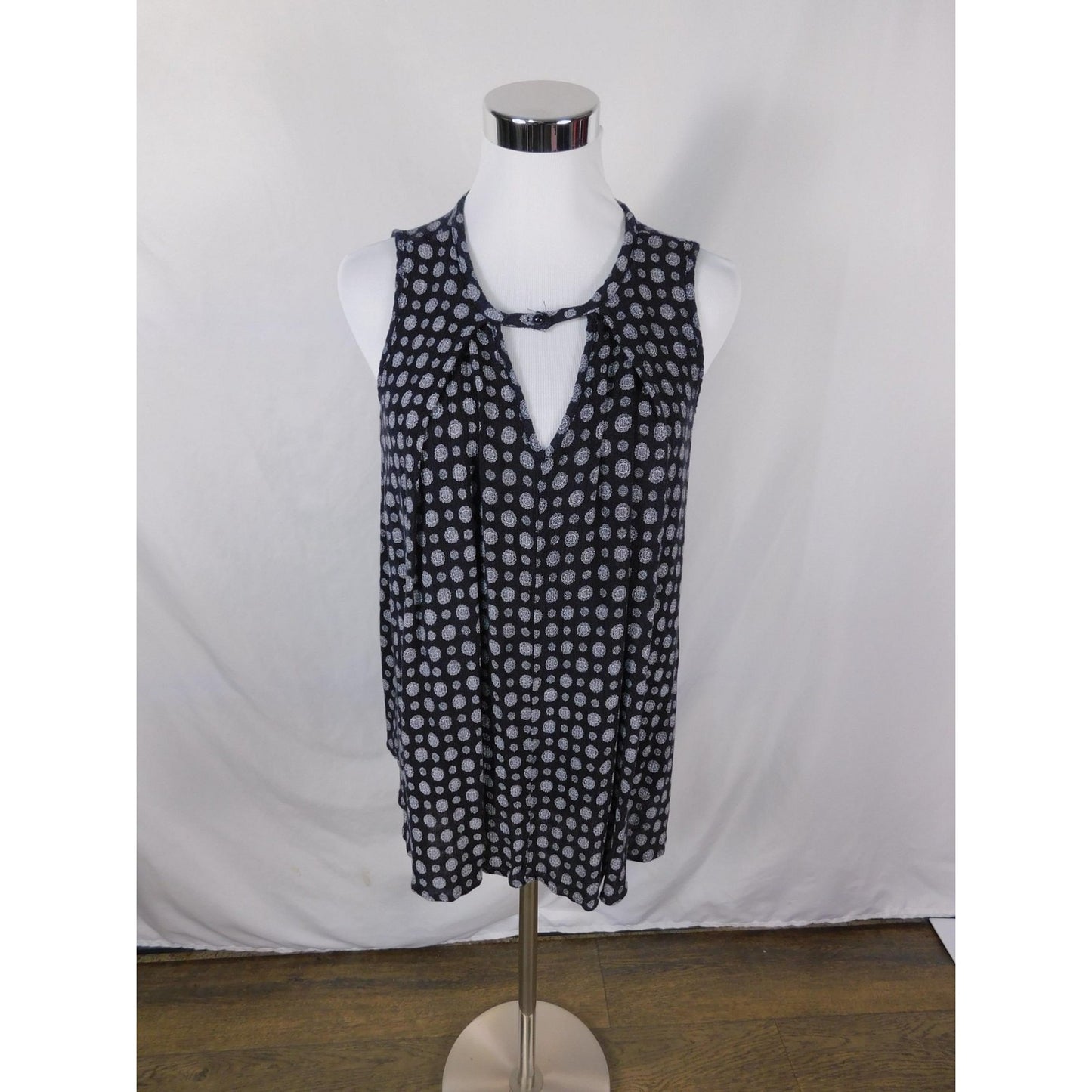 Vintage Havana Black Dot Tank L - Keyhole Boho - Excellent