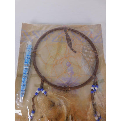 St. Joseph's Indian School Feather Dreamcatcher Brown Beaded Wall Hanging Decor