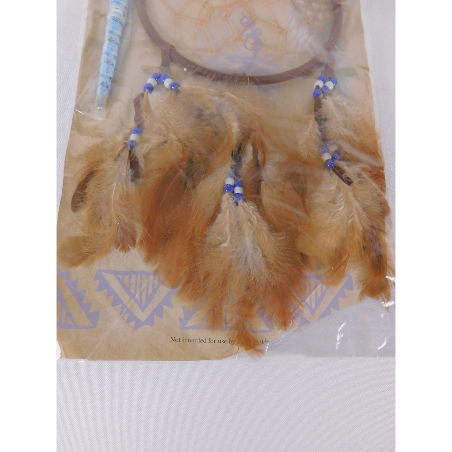 St. Joseph's Indian School Feather Dreamcatcher Brown Beaded Wall Hanging Decor